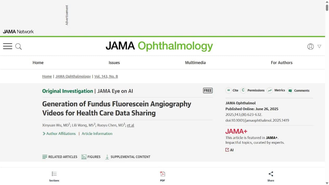 Official JAMA Ophthalmology publication webpage